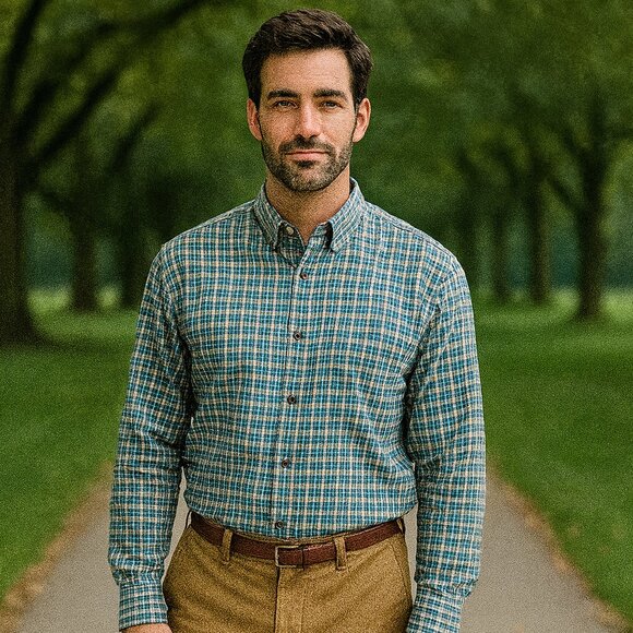 Jhane Barnes Other - Jhane Barnes Woven Button Up Shirt L Blue Geometric Old Money Preppy Western Y2K